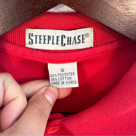 Vintage Steeple Chase Mens S SMall Polo Short Sleeve Shirt Red Embroidered Logo - Picture 3 of 3